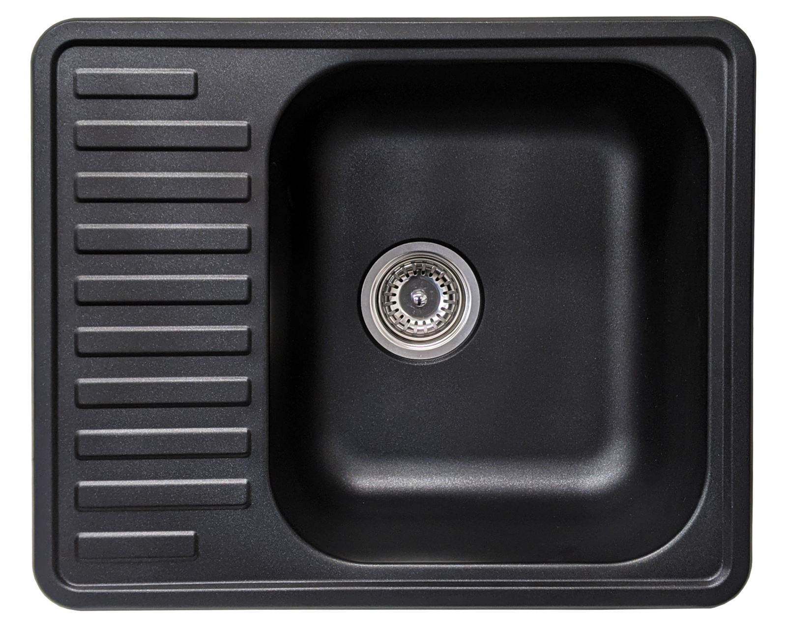 hidden-NCE 585mm One Piece Black Square Sink with Drain