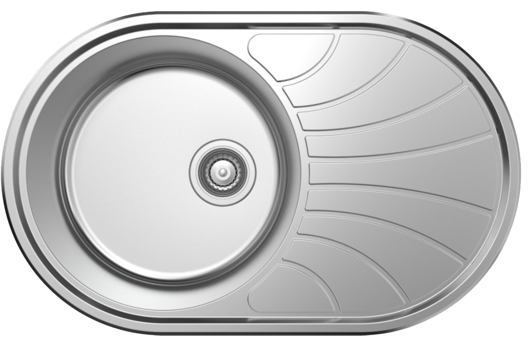 hidden-NCE 770mm One Piece Round Sink with Off-centre Drain