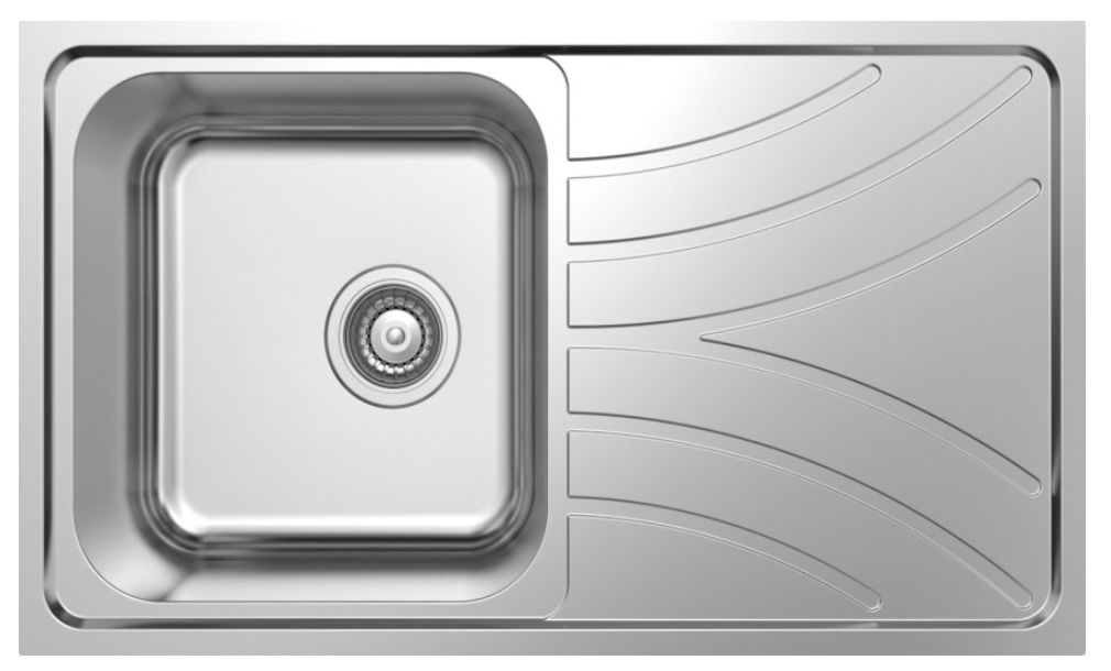 hidden-NCE 780mm One Piece Square Sink with Off-centre Drain