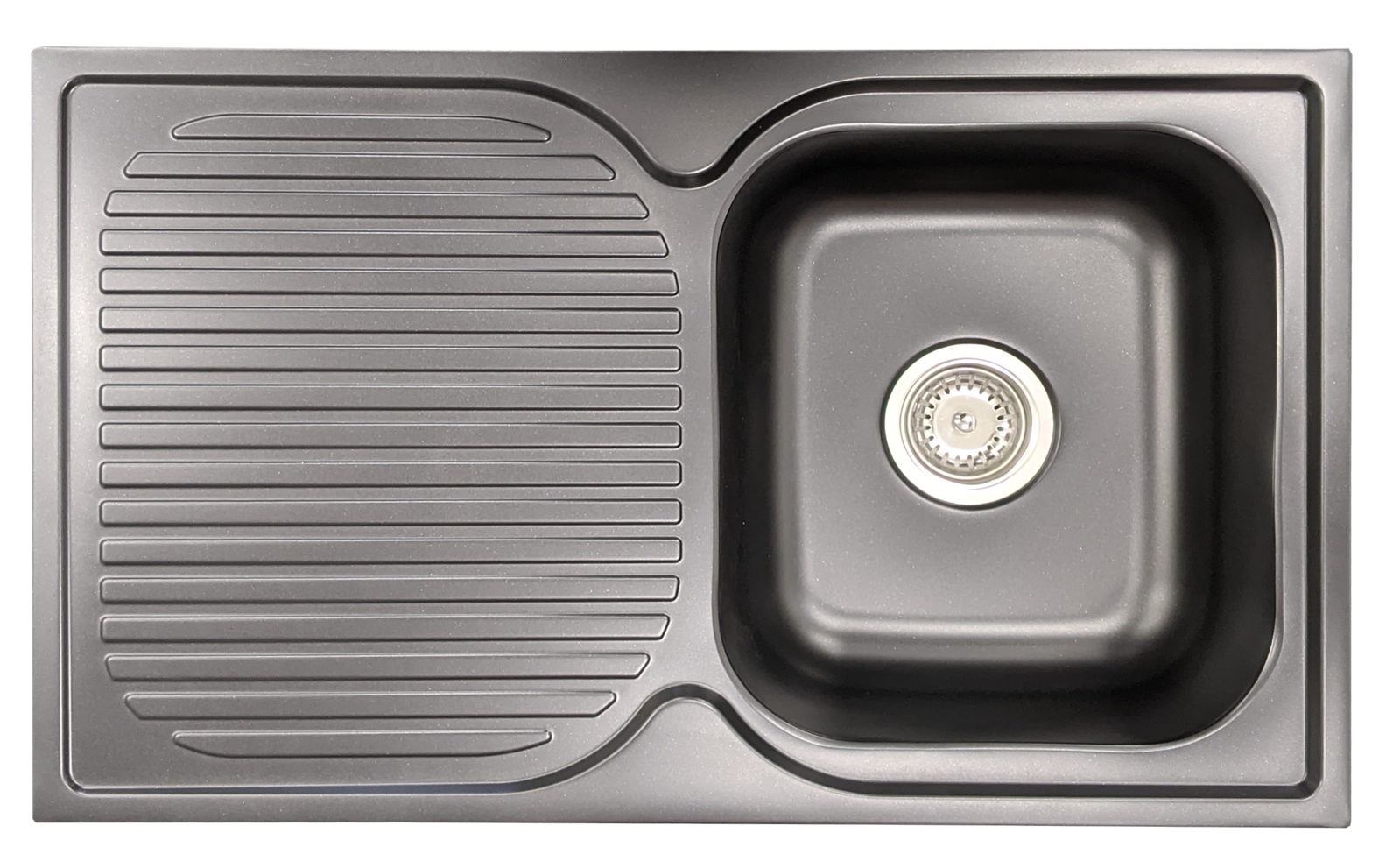 hidden-NCE 780mm One Piece Black Square Sink with Drain
