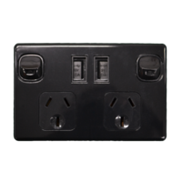 Dual Pole Powerpoint with USB Charger (Black)