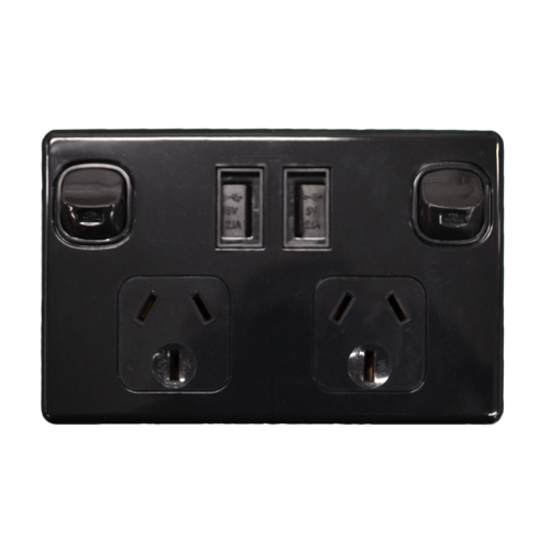 Dual Pole Powerpoint with USB Charger (Black)