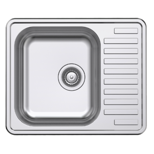 NCE 585mm One Piece Square Sink with Off-centre Drain