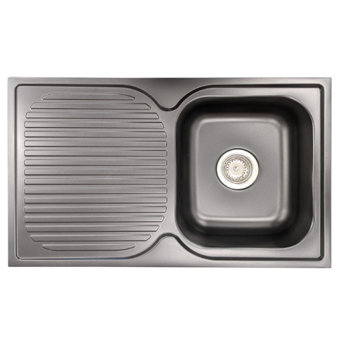 NCE 780mm One Piece Black Square Sink with Drain